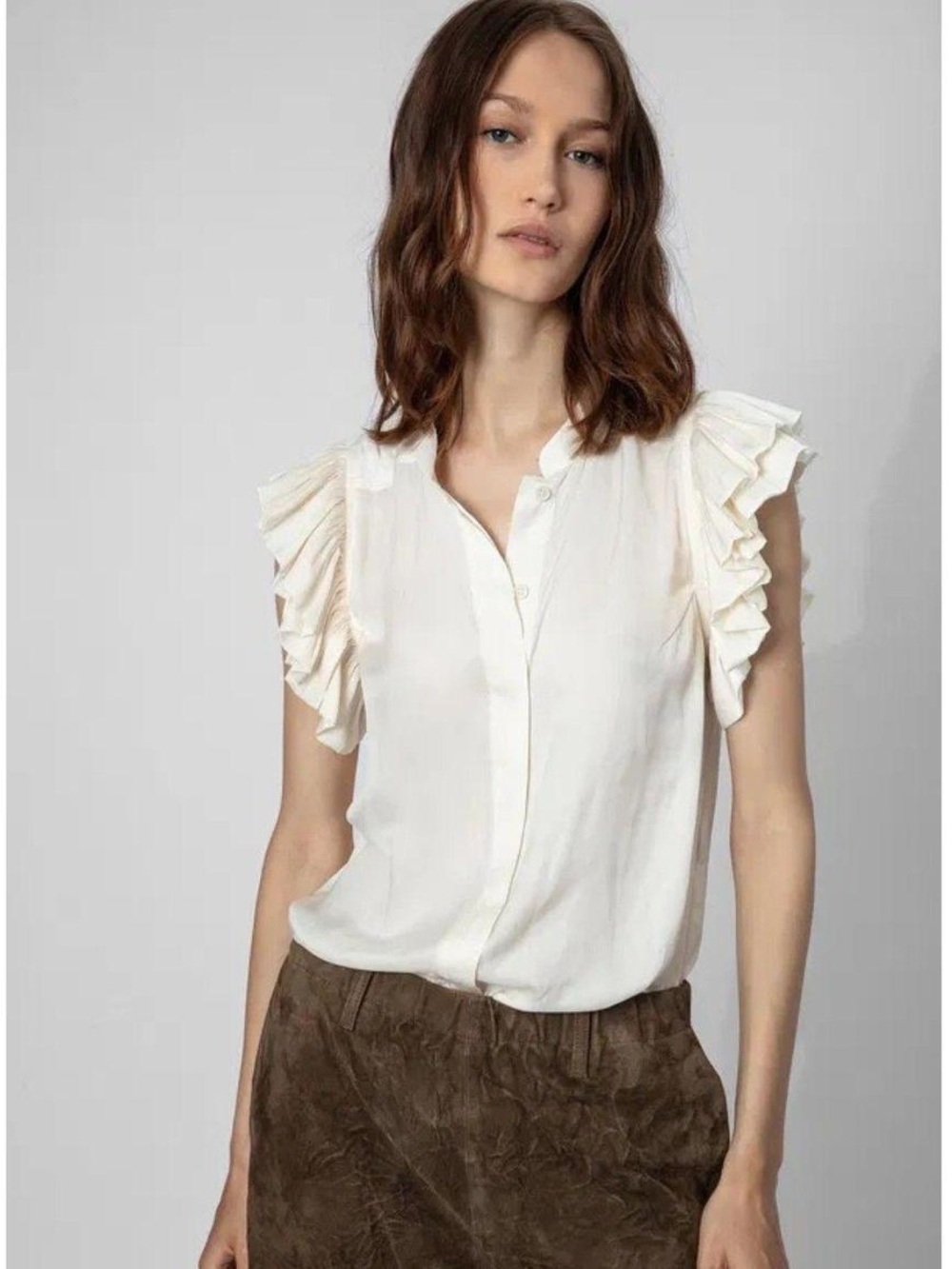 Zadig & Voltaire Tiza Satin Cream blouse Size XS